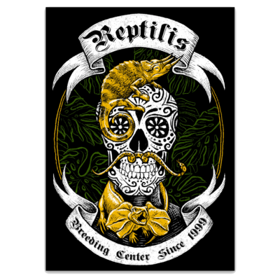 Sticker Naturaliste Mexican skull Reptilis