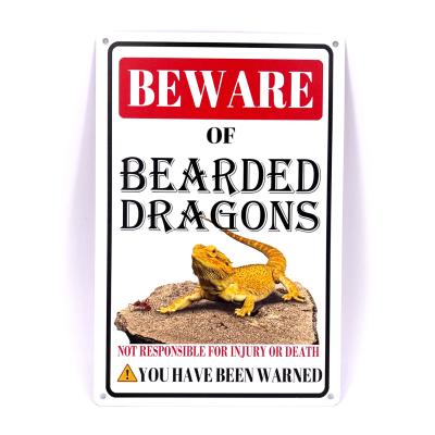 Panneau aluminium danger "Méfiez vous du dragon barbu"