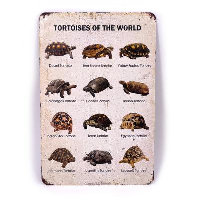 Panneau métal vintage "Tortues du monde"