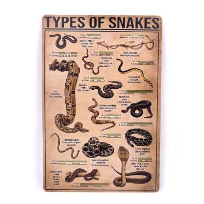 Panneau métal vintage "Types de serpents"